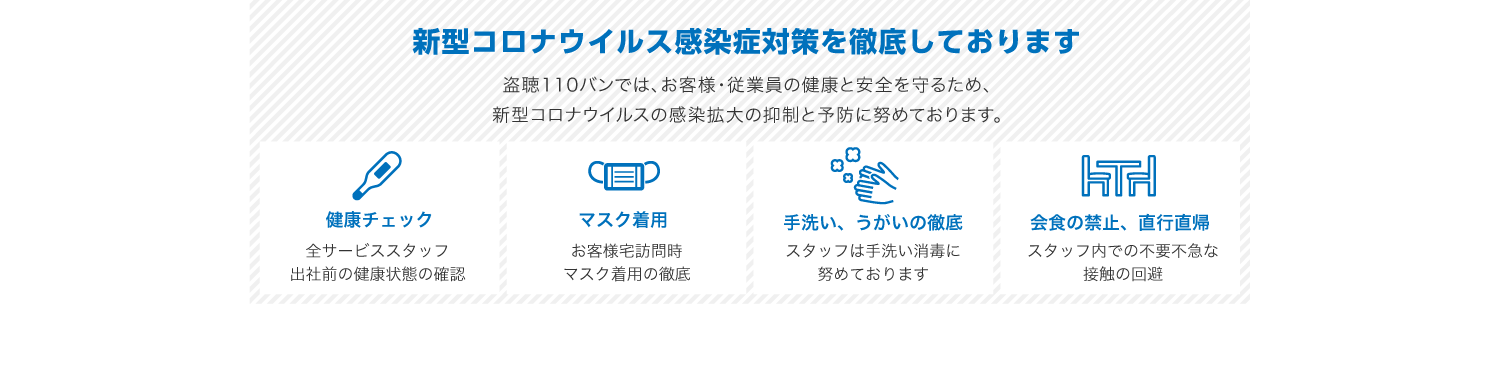 新型コロナウイルス対策を徹底しております